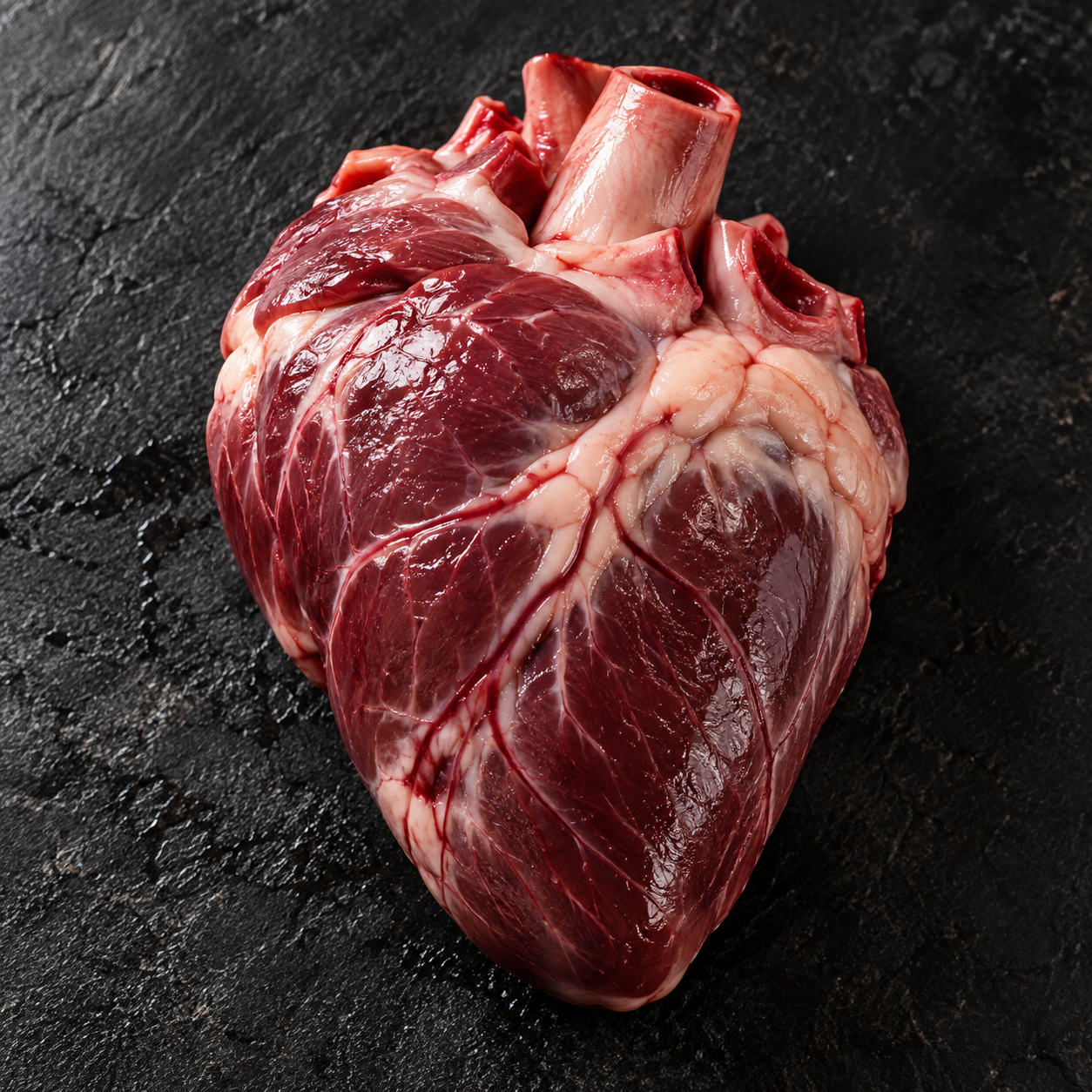 Raw whole Mangalitsa Heart concept