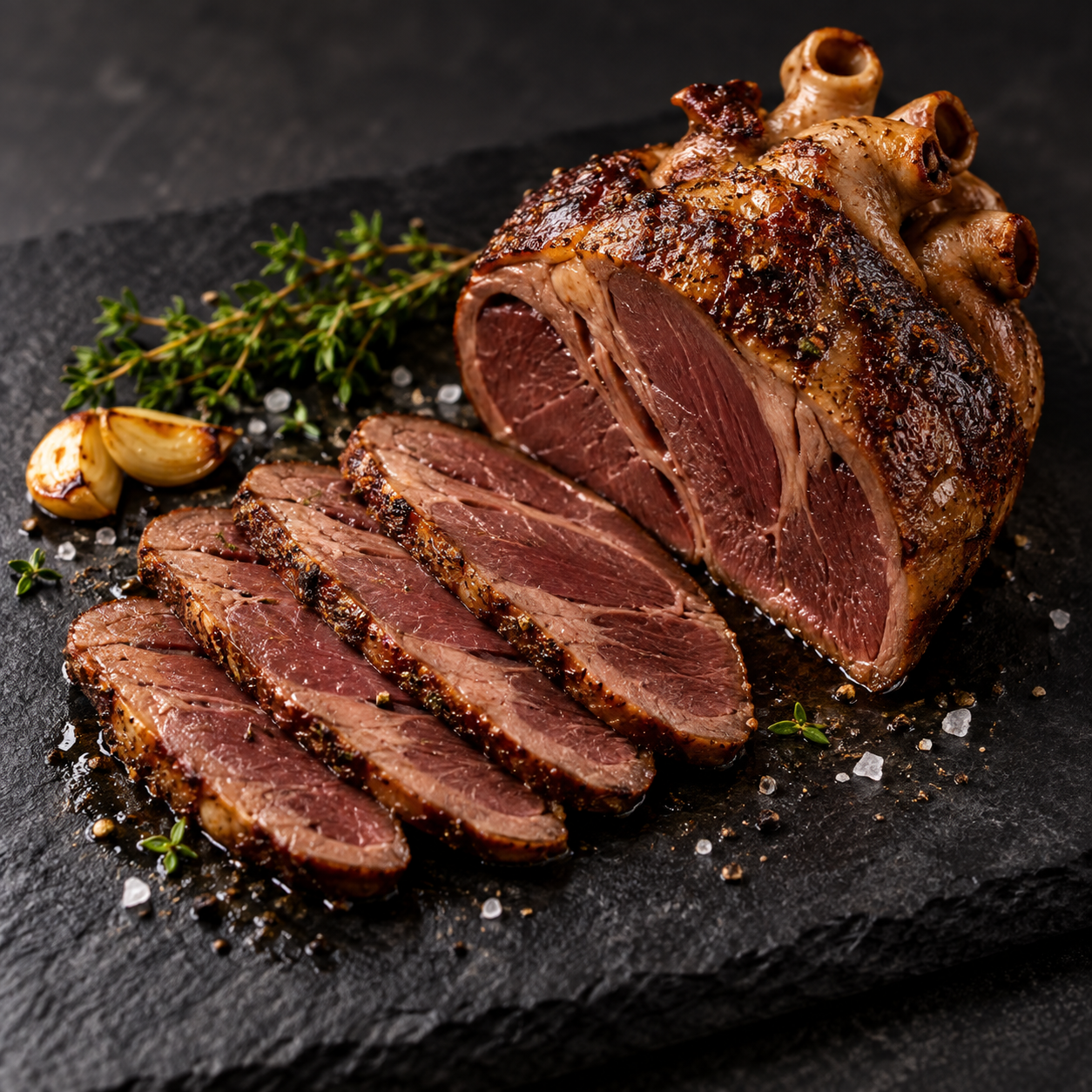 Cooked serving Mangalitsa Heart concept